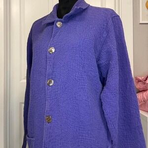Vintage Chico's Linen Button-Up Shirt Jacket – Purple – Size M